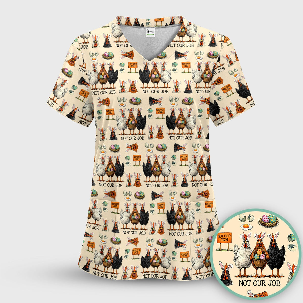 Chicken Humor Nurse Scrub Set - Easter Gift