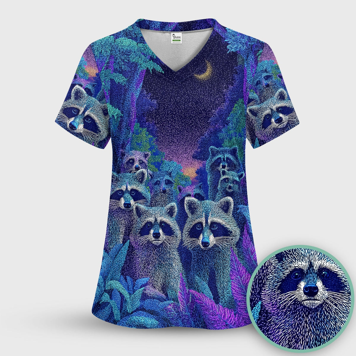 Moonlit Raccoon Nurse Scrub Set
