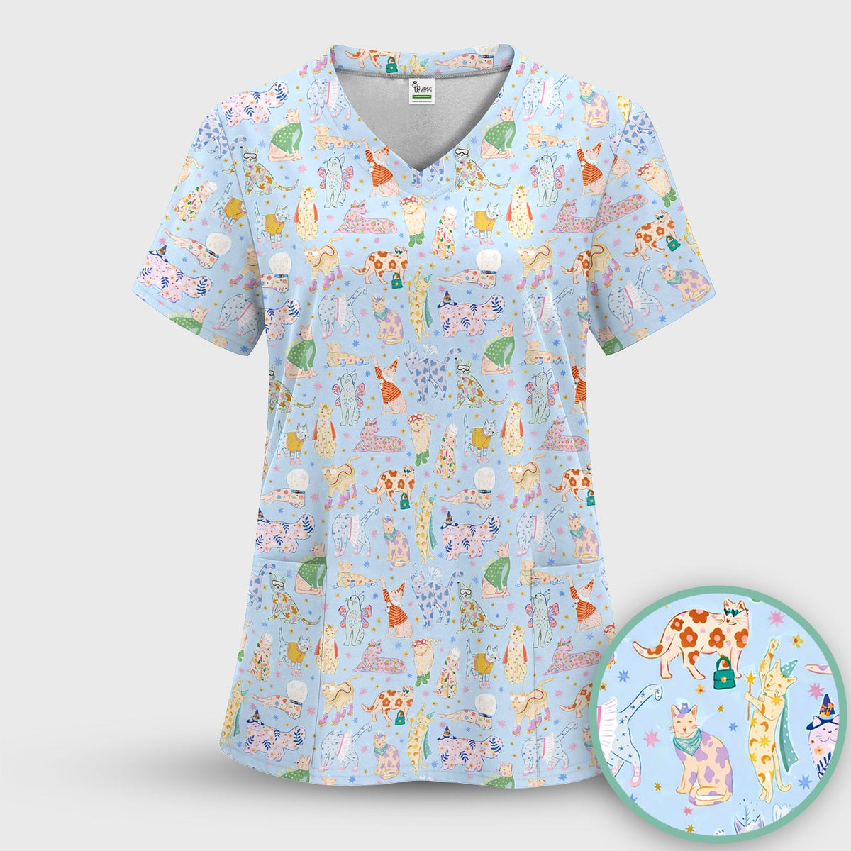 Colorful Cats Nurse Scrub Set