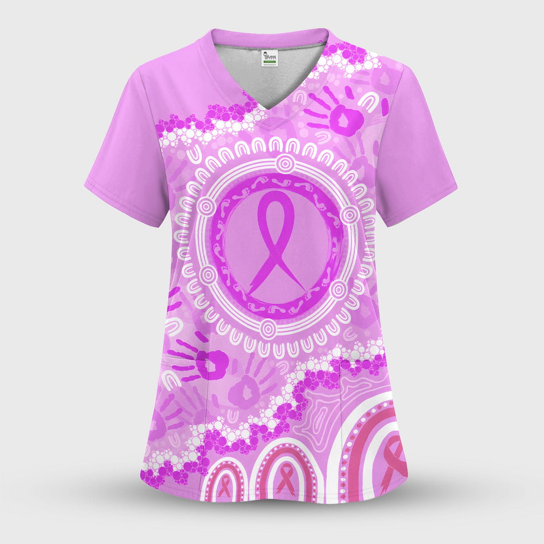 Meaningful Pink Ribbon Breast Cancer Scrub Top, Comfortable Scrubs for Nurses
