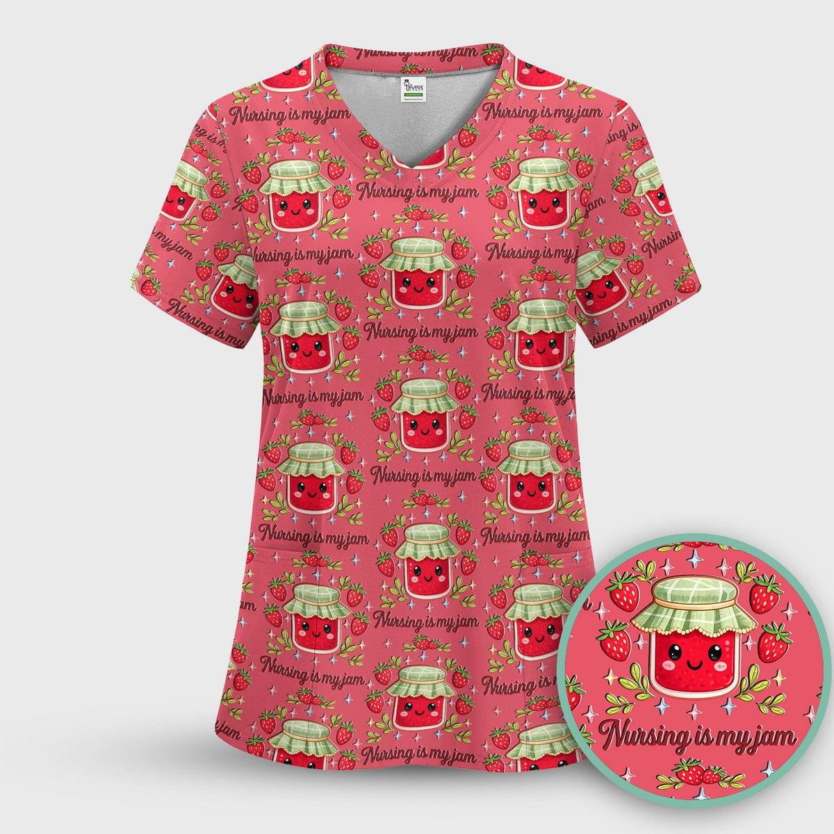 Strawberry Jam Nurse Scrub Top