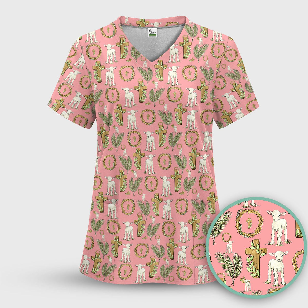 Faith Lamb Cross Nurse Scrub Set