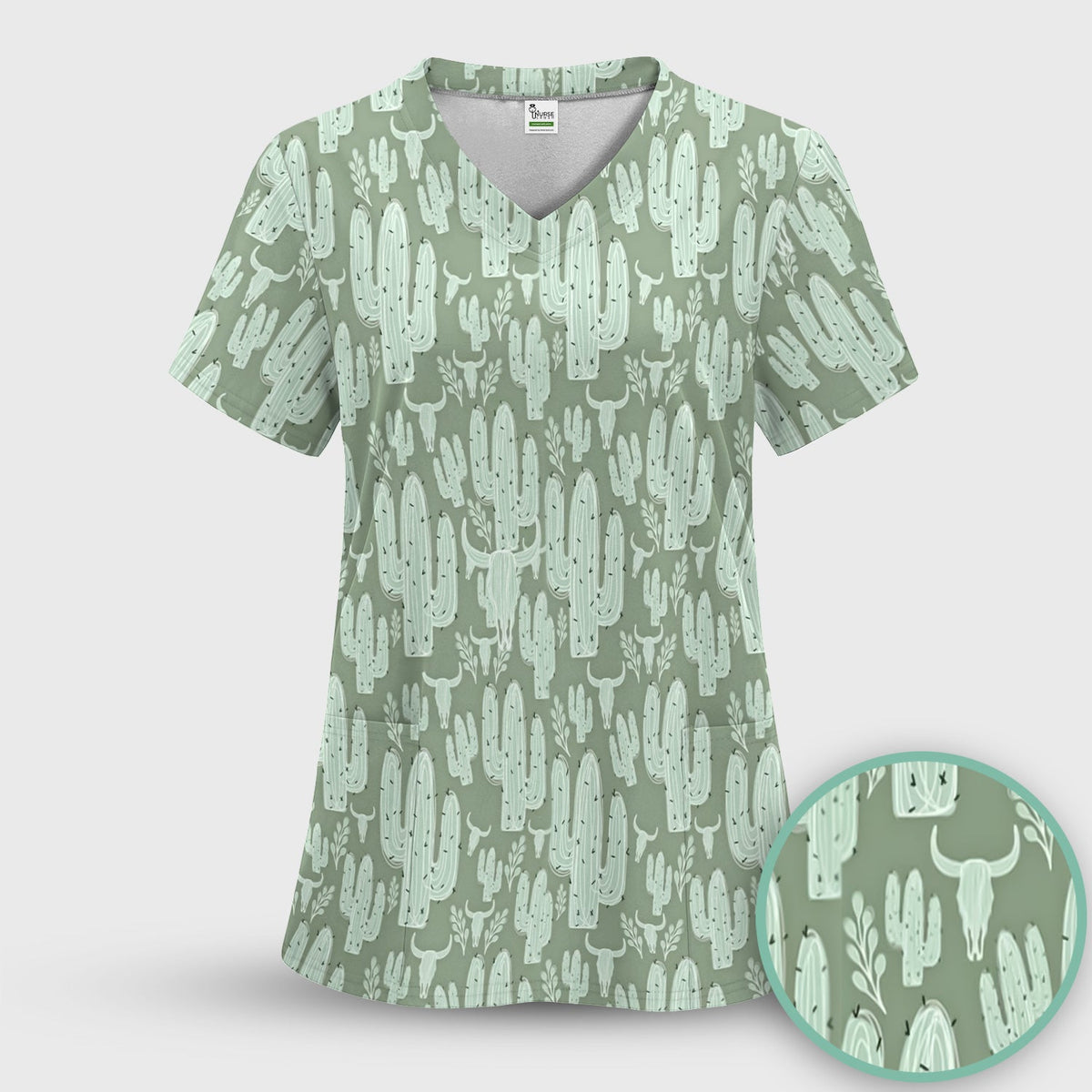 Desert Cactus Skull Nurse Scrub Set