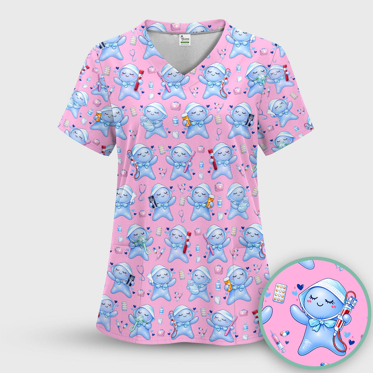 Dental Tooth Character Nurse Scrub Set
