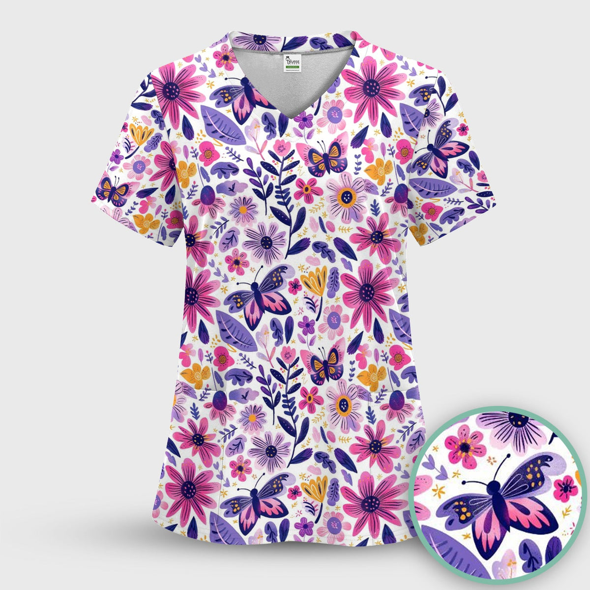 Butterfly Wildflower Garden Nurse Scrub Set