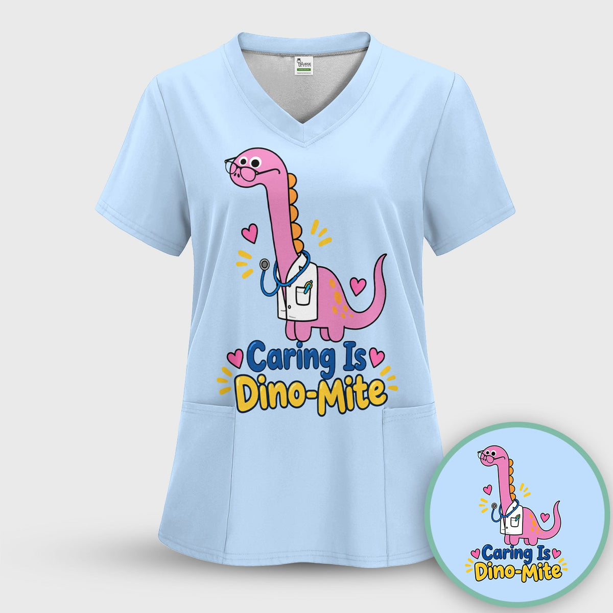 Caring Is Dino-Mite Dinosaur Nurse Shirt