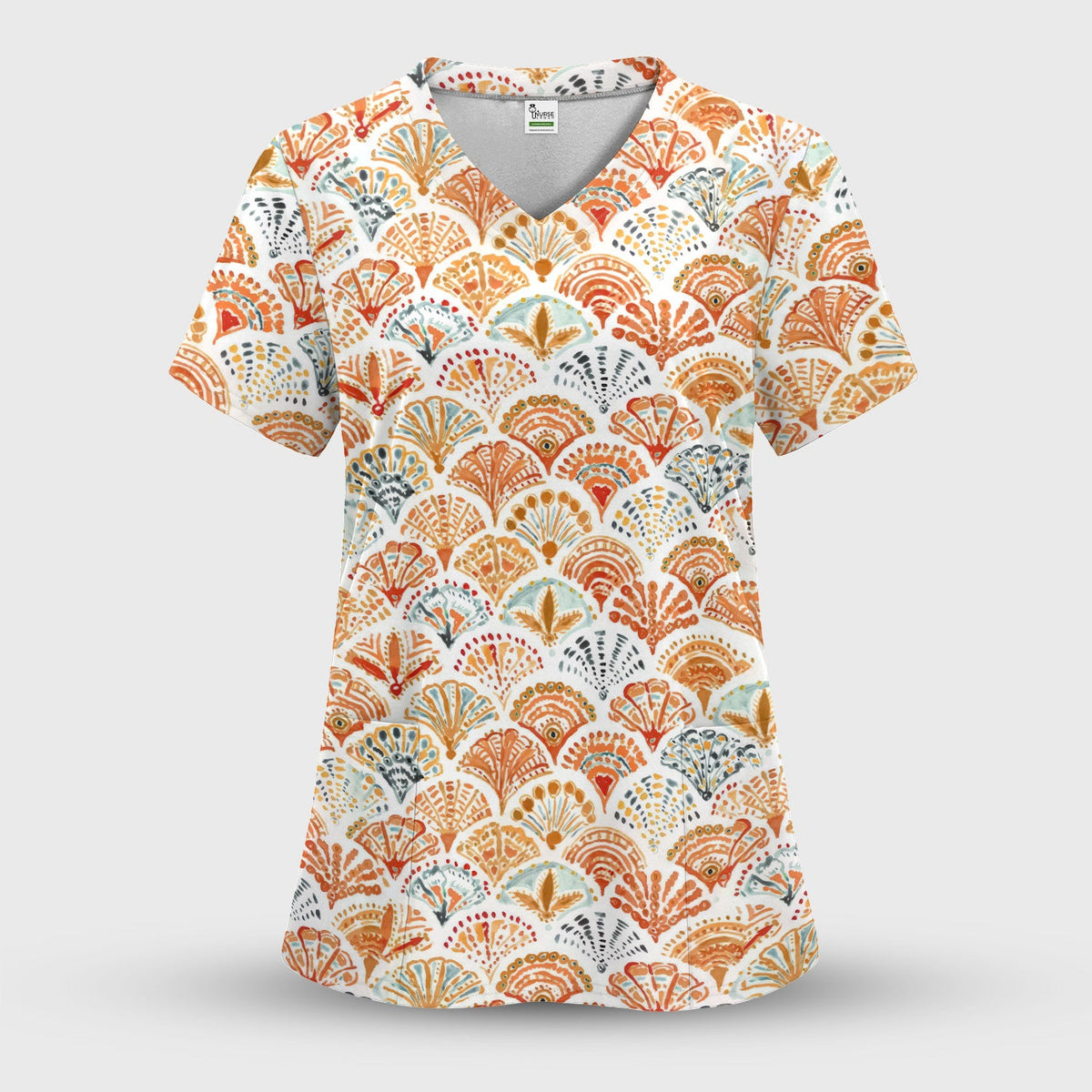 Cute Boho Fan Nurse Scrub Set