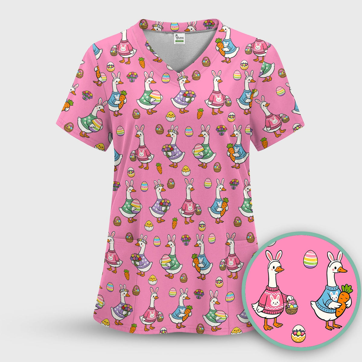 Easter Goose Nurse Scrub Top