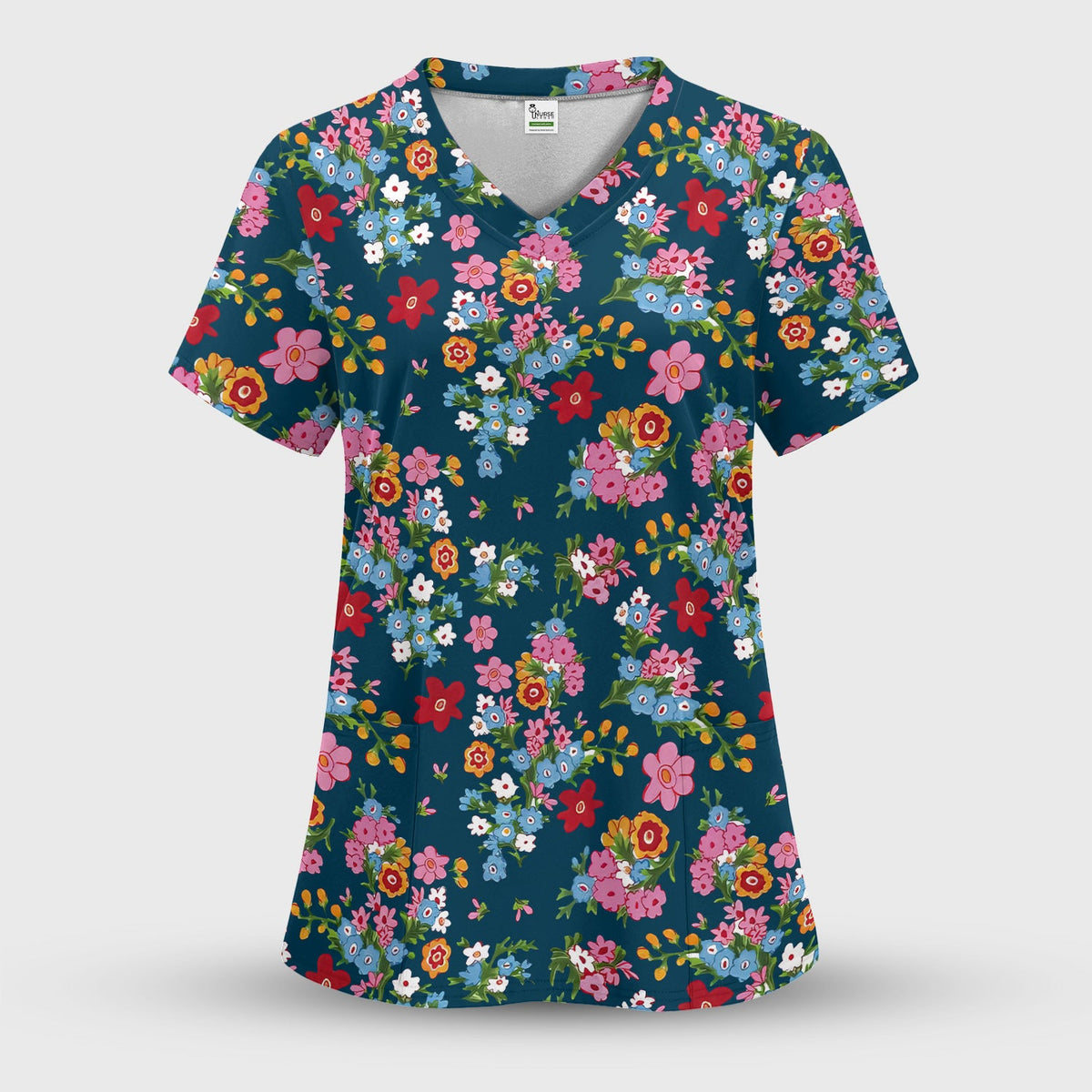 Vintage Floral Bouquet Nurse Scrub Set