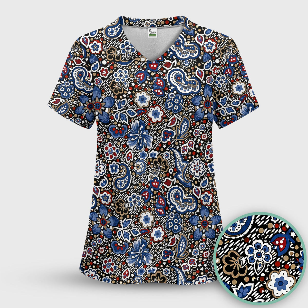 Classic Paisley Floral Nurse Scrub Set