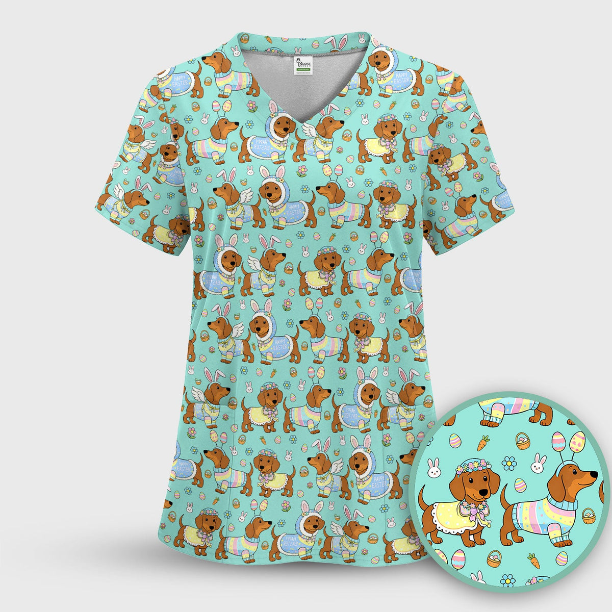 Dachshund Bunny Nurse Scrub Set - Easter Gift