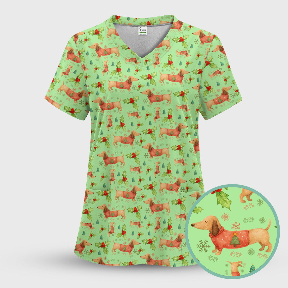 Dachshund Nurse Scrub Top - Christmas Gift