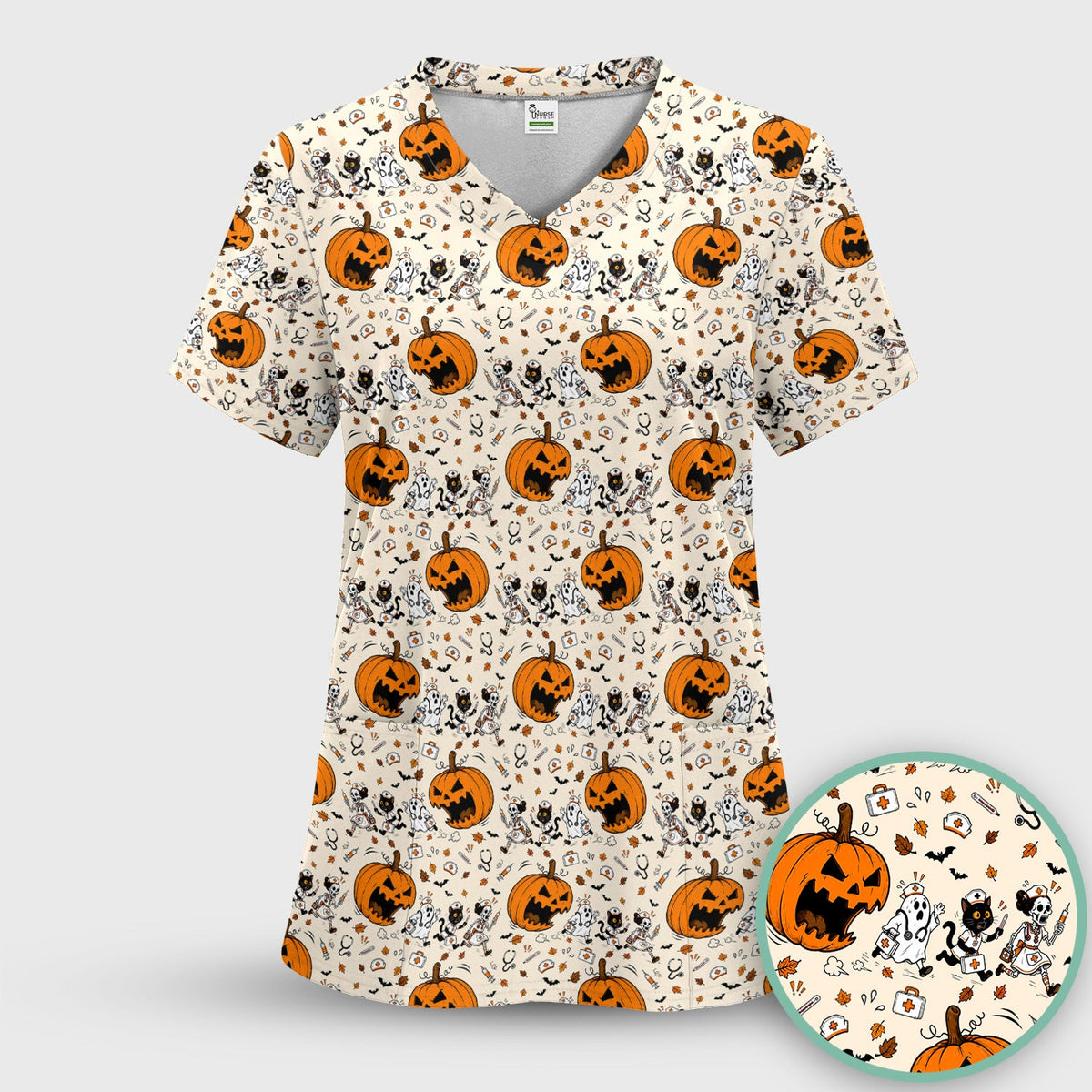 Pumpkin Chasing Nurse Scrub Set - Halloween Gift