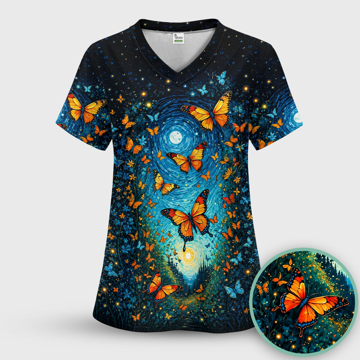 Moonlit Butterfly Nurse Scrub Set