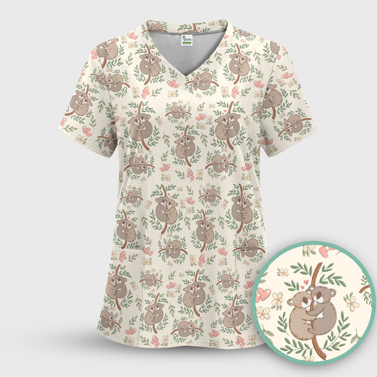 Koala Love Nurse Scrub Top