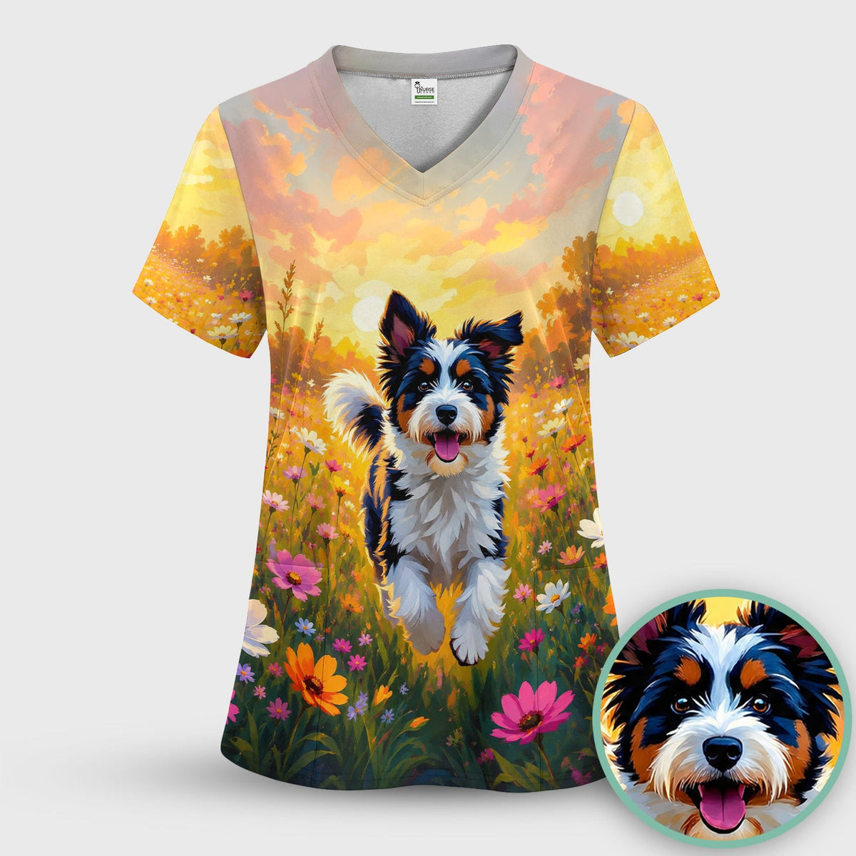 Floral Meadow Dog Nurse Scrub Set