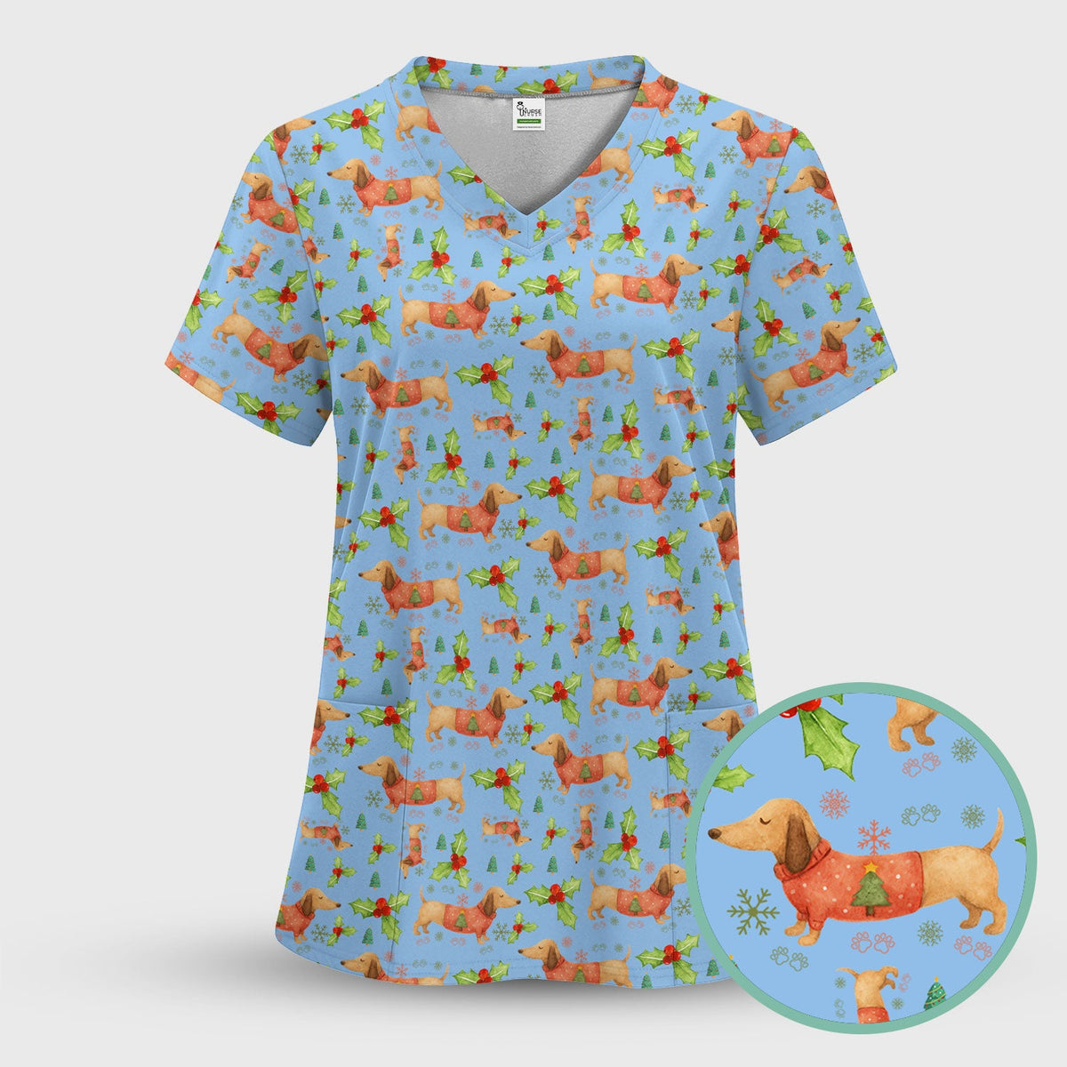 Dachshund Nurse Scrub Top - Christmas Gift