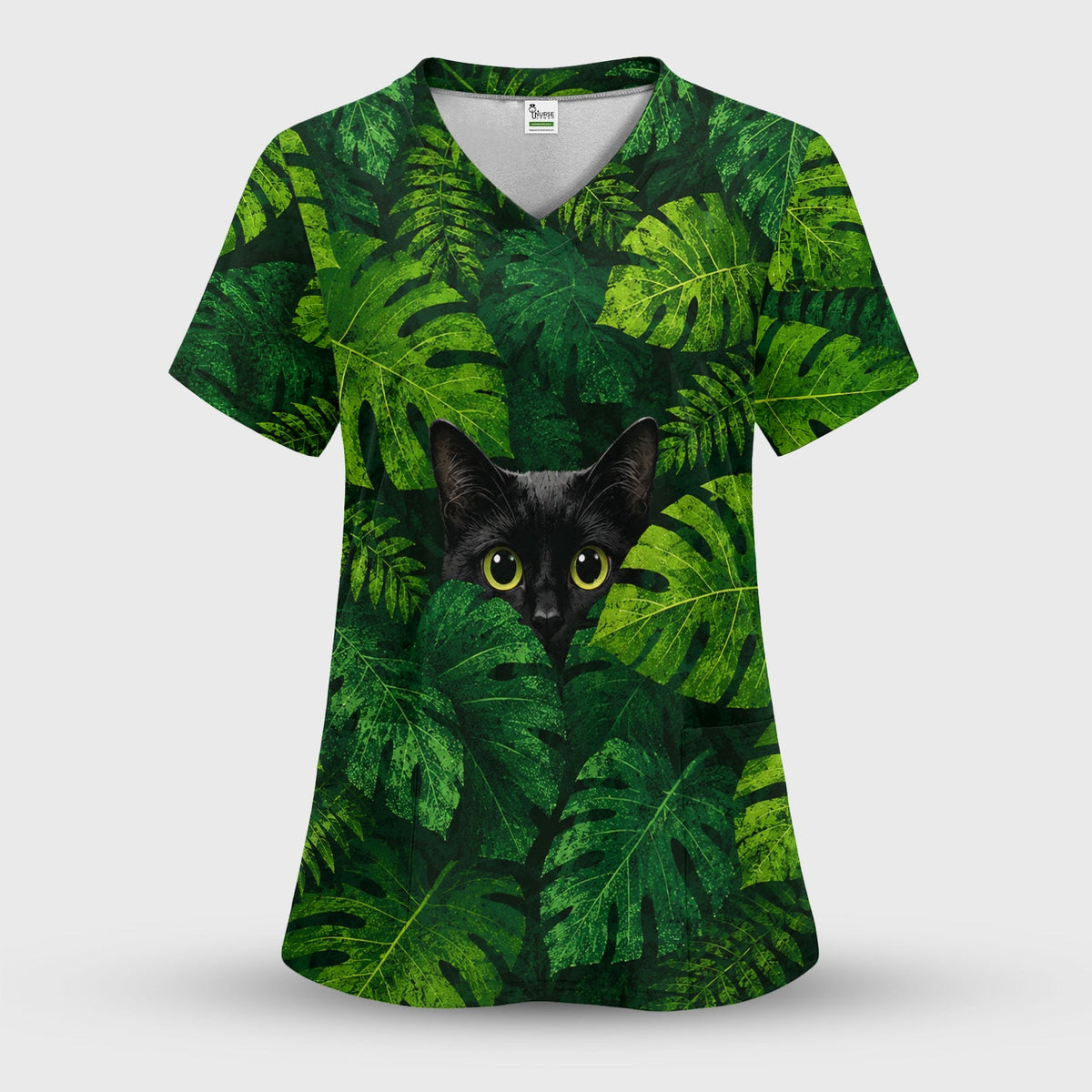 Hidden Black Cat Nurse Scrub Set