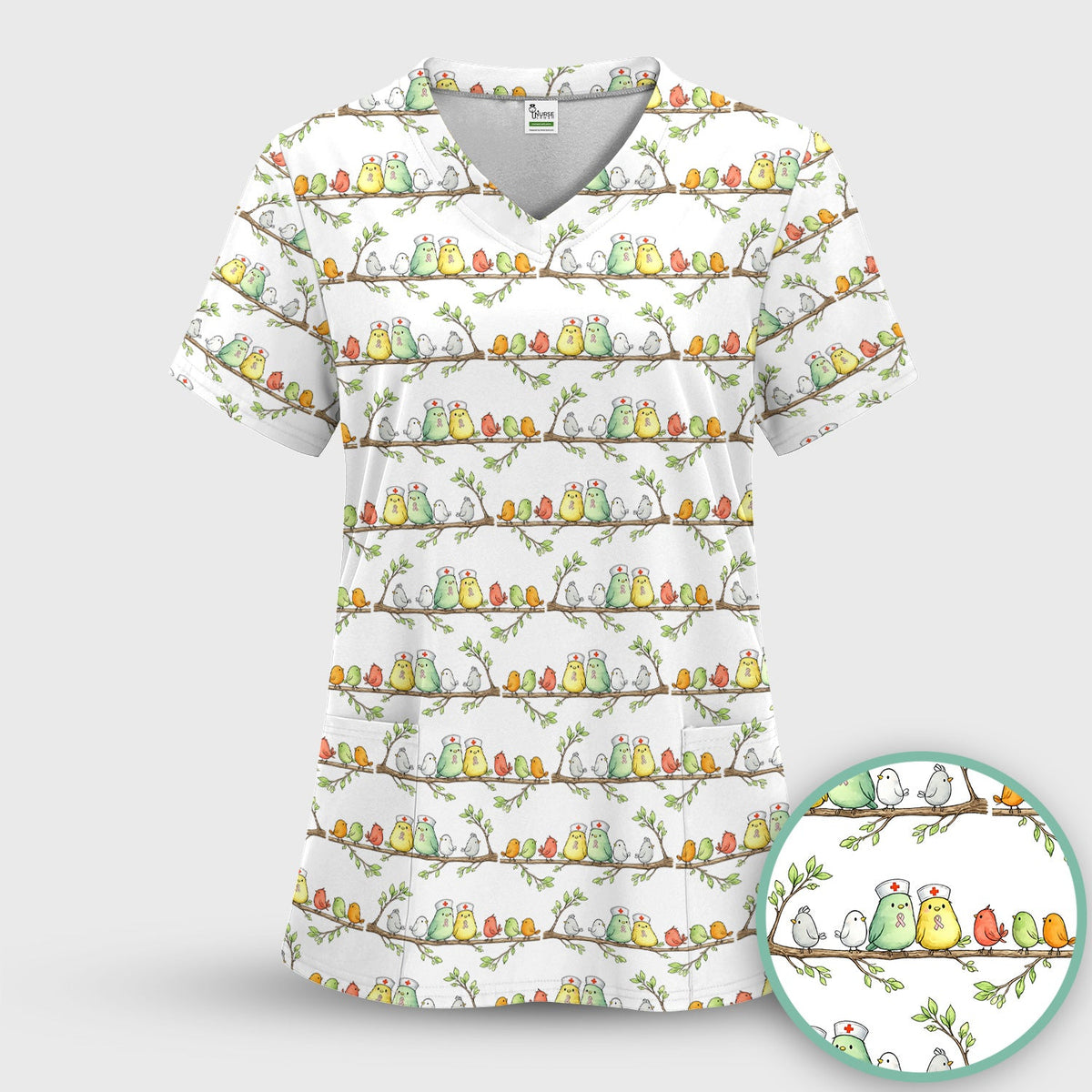 Birds On Branches Nurse Scrub Set
