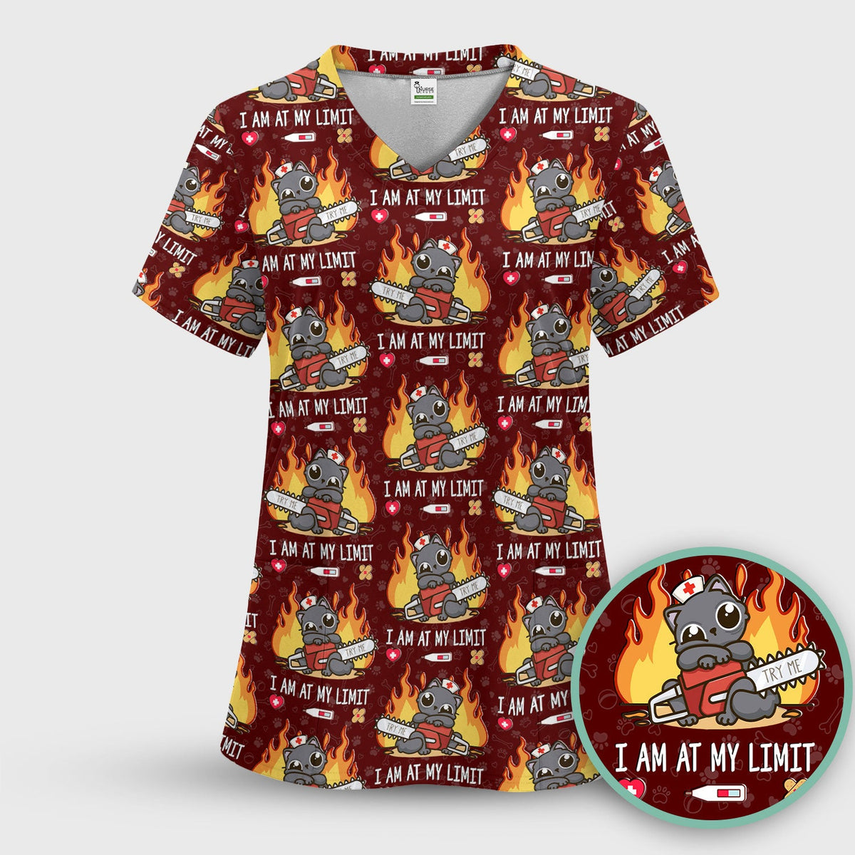 Cat I Am At My Limit Nurse Scrub Top