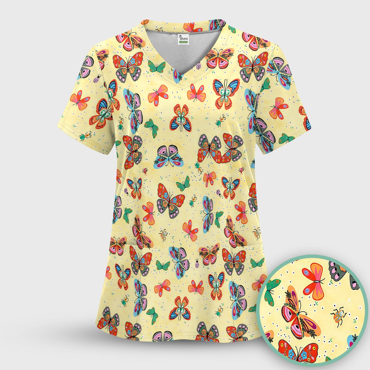 Colorful Butterfly Garden Nurse Scrub Set