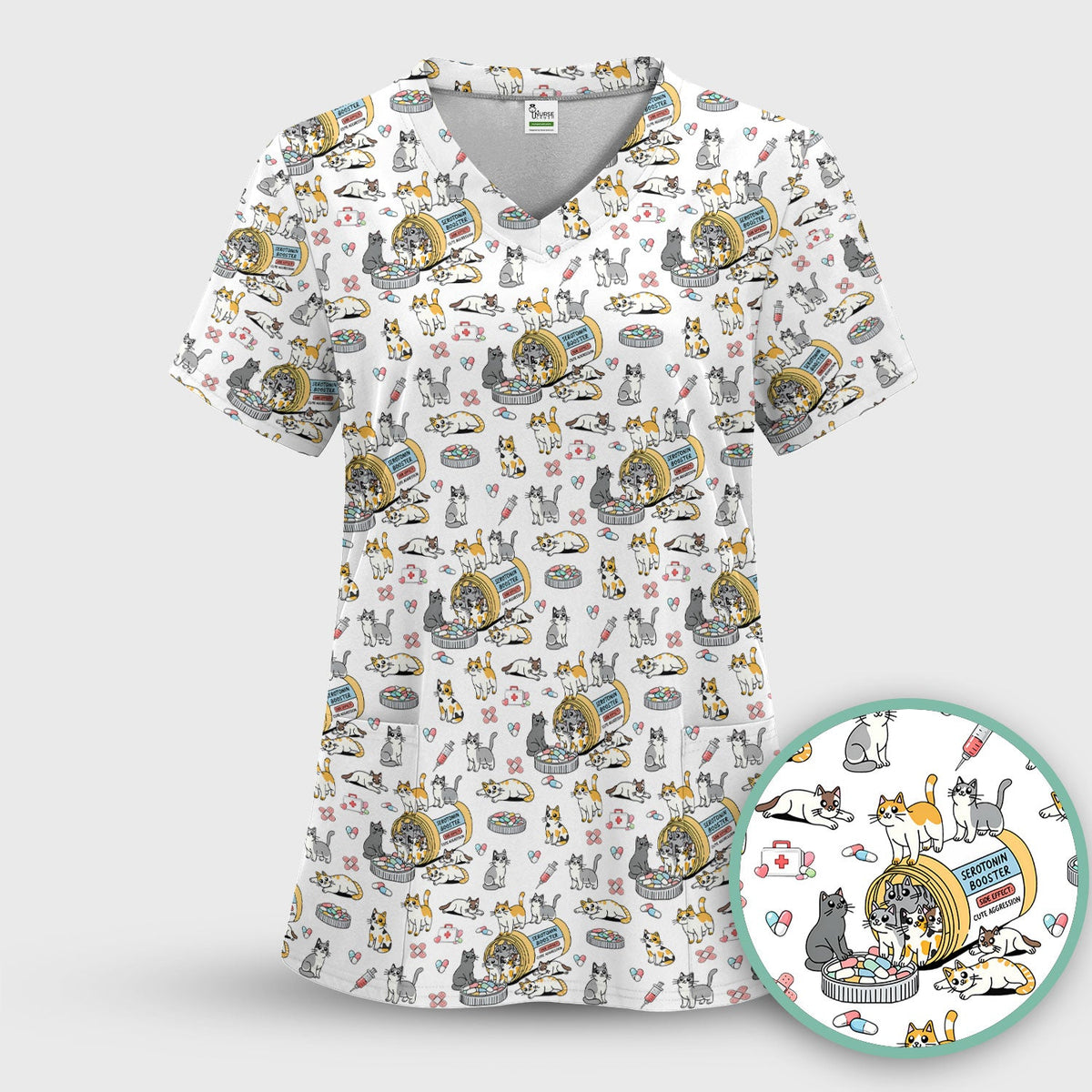 Cat Serotonin Booster Nurse Scrub Top