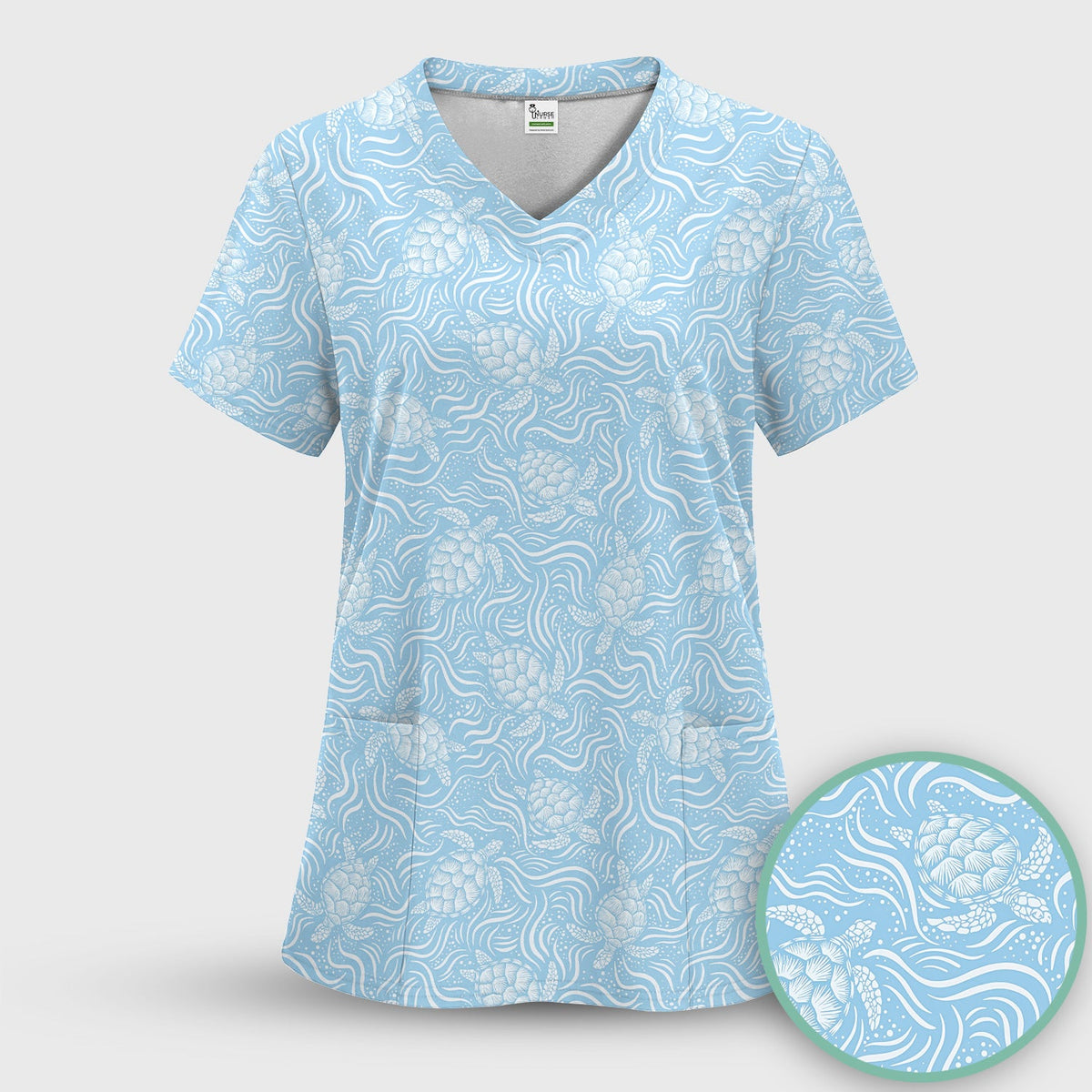 Ocean Sea Turtle Waves Nurse Scrub Set