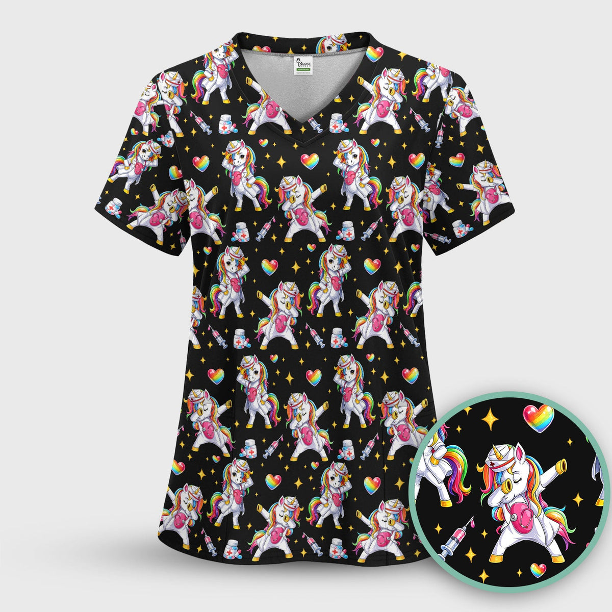 Nurse Unicorn Rainbow Scrub Set