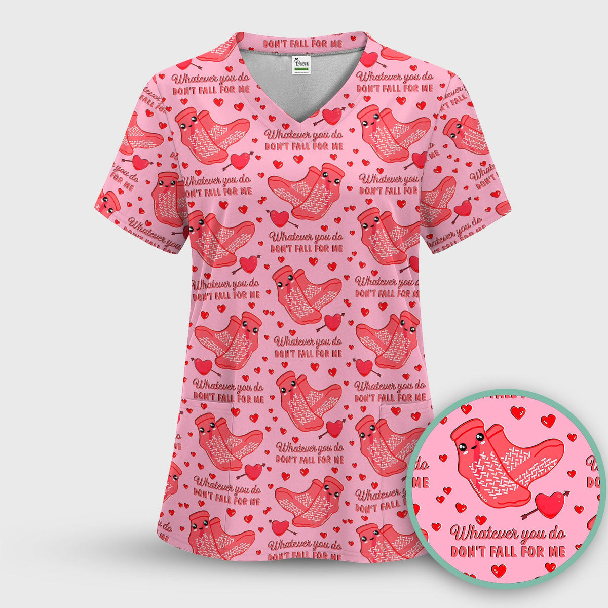 Valentine Funny Love Quote Shirt Scrub Top, Breathable Fabrics Nursing Uniform