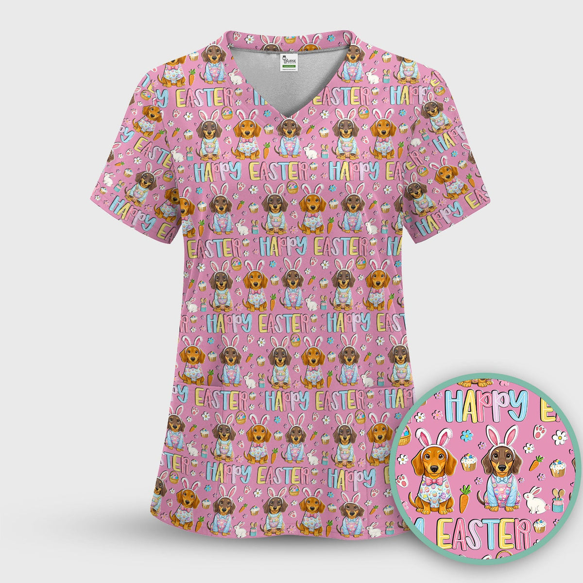 Dachshund Puppy Nurse Scrub Set - Easter Gift