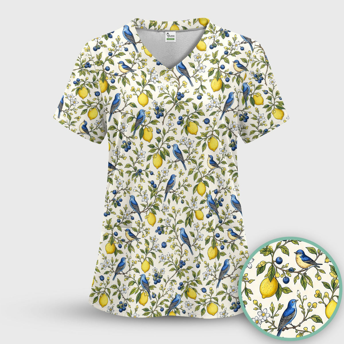 Bluebird Lemon Blossom Nurse Scrub Top