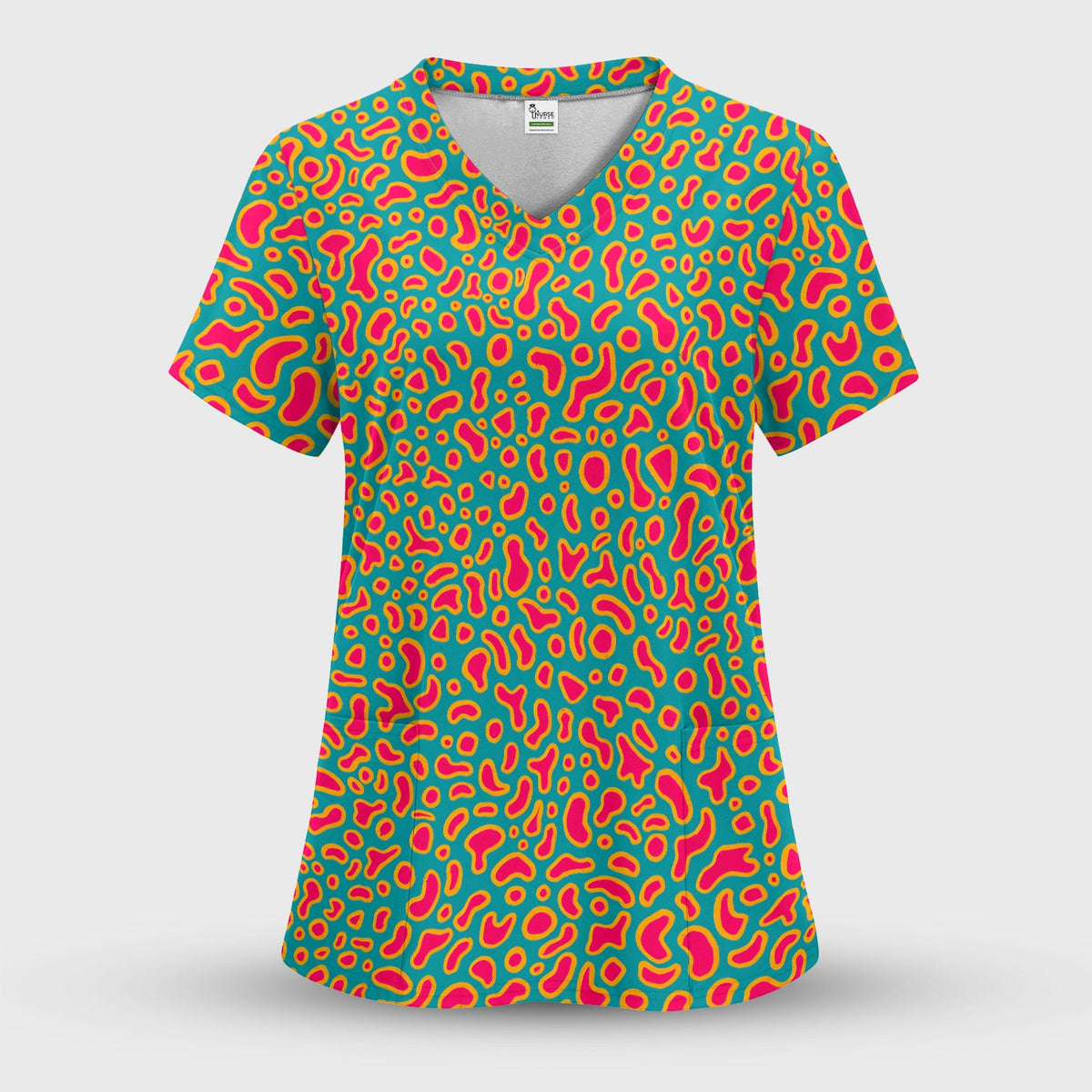 Colorful Abstract Leopard Nurse Scrub Set