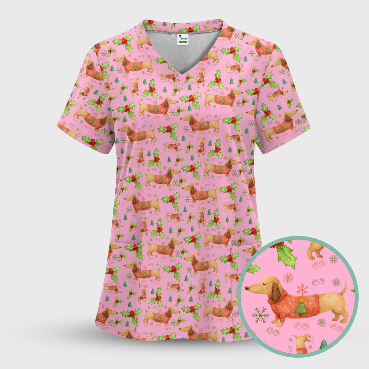 Dachshund Nurse Scrub Top - Christmas Gift