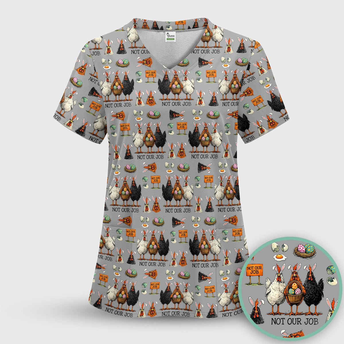Chicken Humor Nurse Scrub Set - Easter Gift