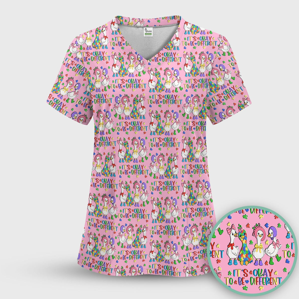 It's Okay To Be Different Duck Nurse Scrub Set