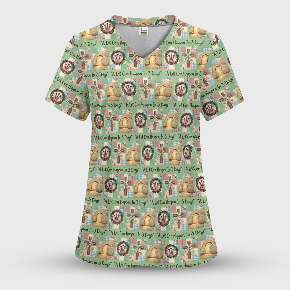 Christian Easter Cross Nurse Scrub Set