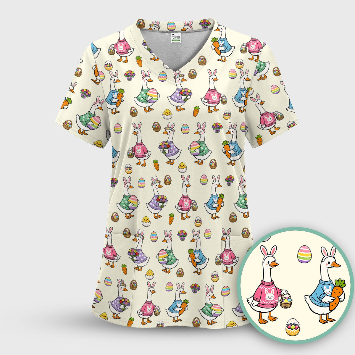 Easter Goose Nurse Scrub Top