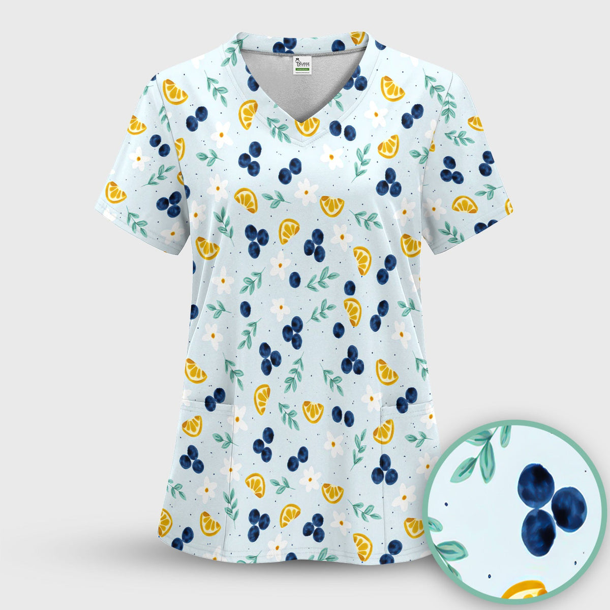 Blueberry Lemon Daisy Nurse Scrub Set
