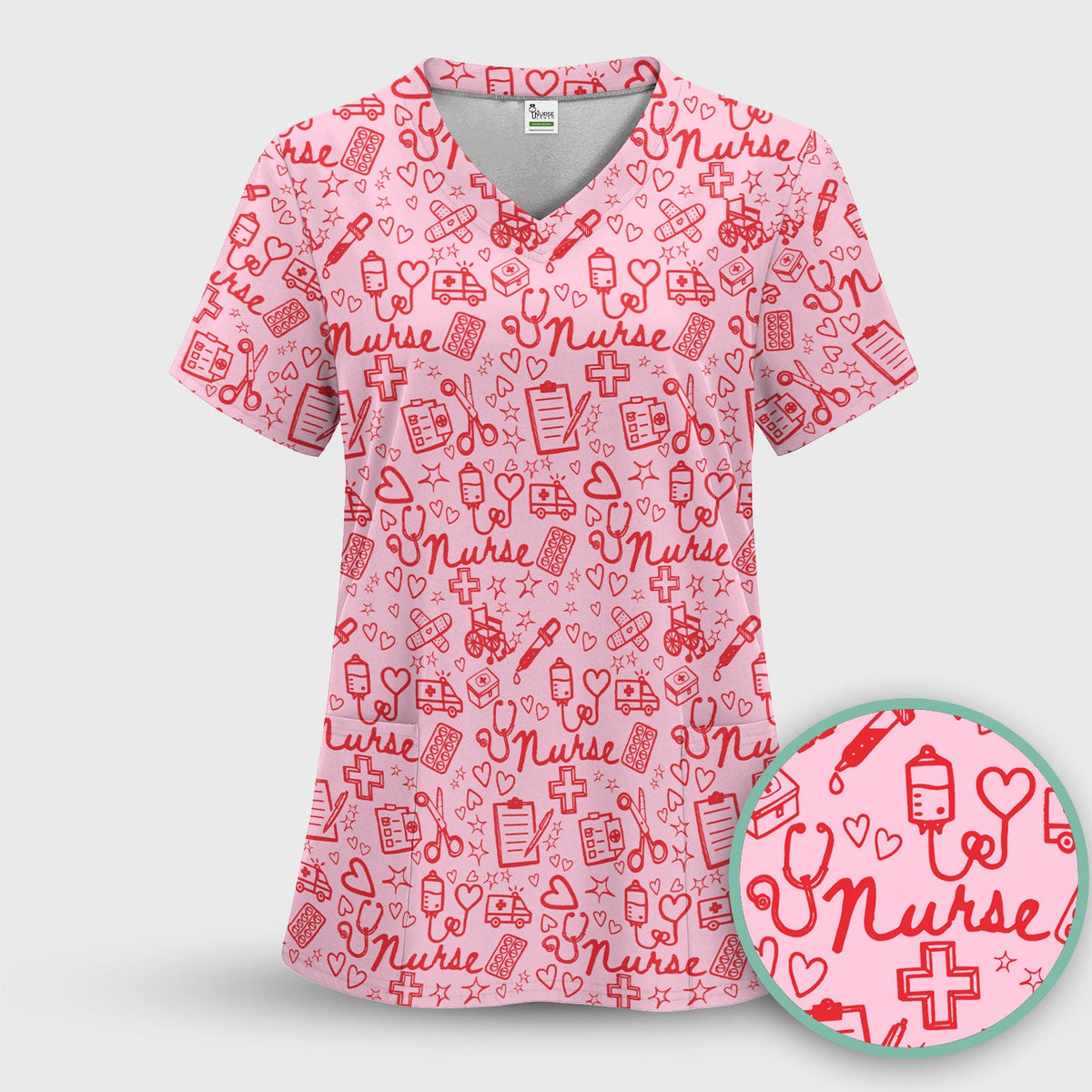 Heart Medical Nurse Scrub Set