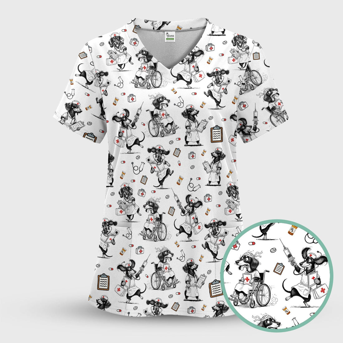 Dog Doctor Nurse Scrub Top