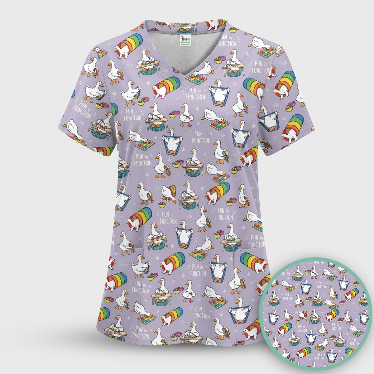 Fun In Function Occupational Therapy Duck Nurse Scrub Top