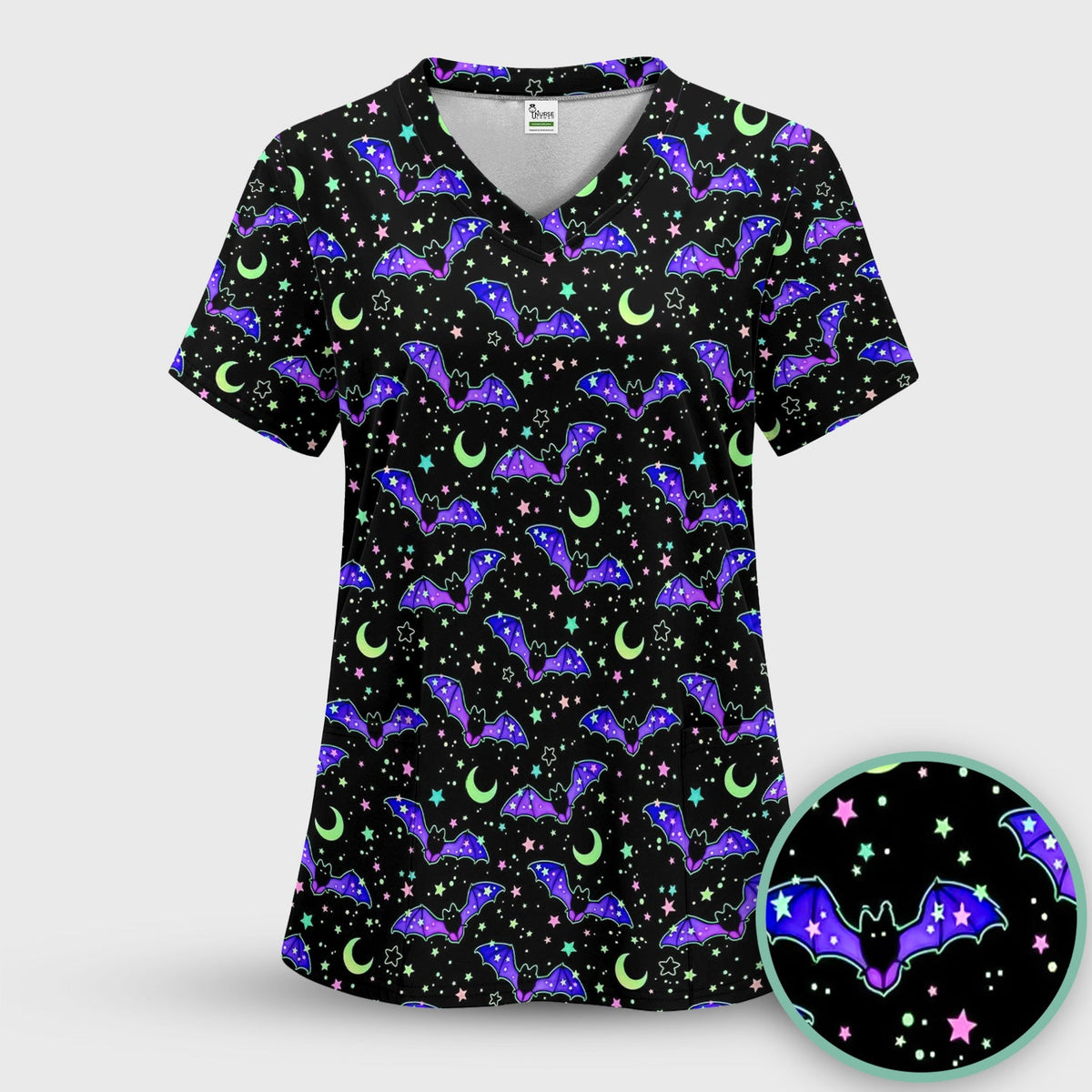 Spooky Celestial Bat Nurse Scrub Set