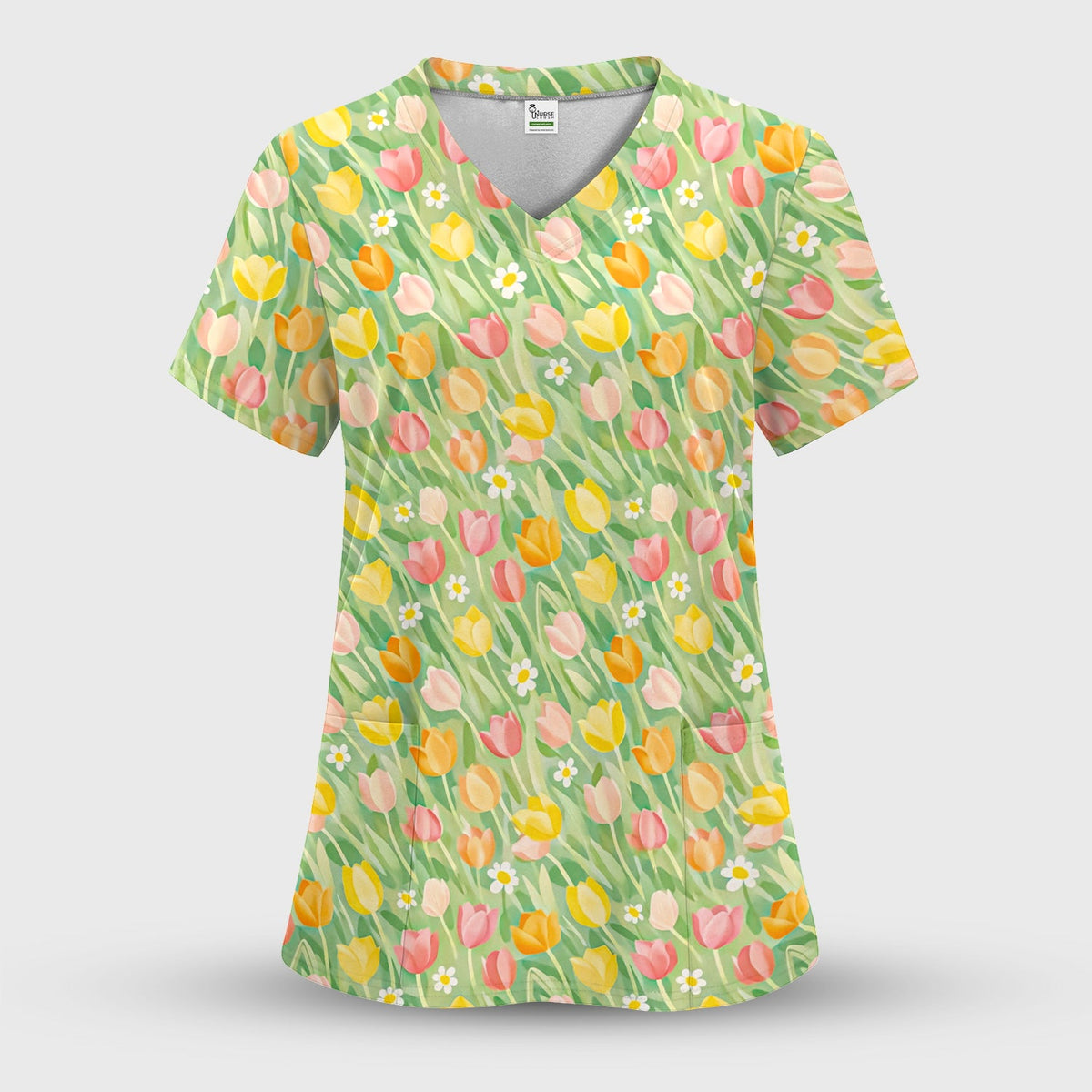 Cheerful Tulip Meadow Nurse Scrub Set