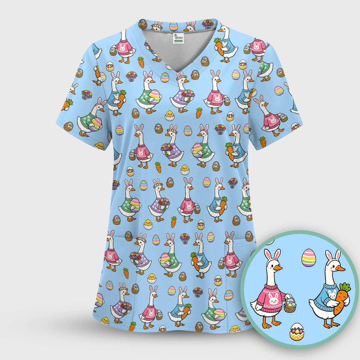Easter Goose Nurse Scrub Top