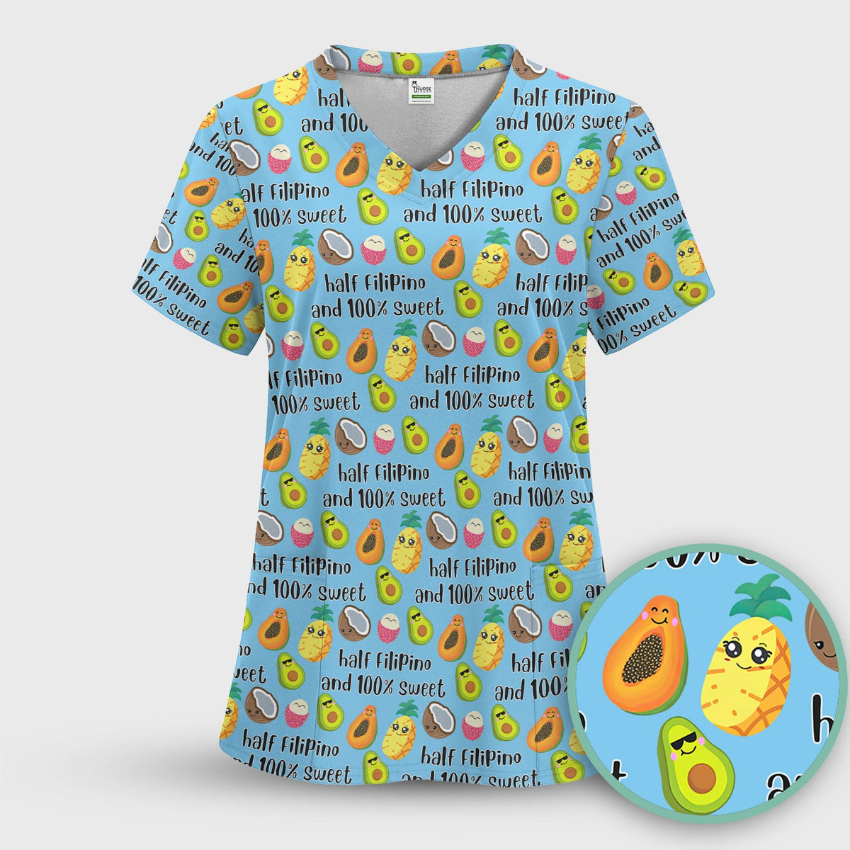Avocado Fruit Filipino Quote Nurse Scrub Top