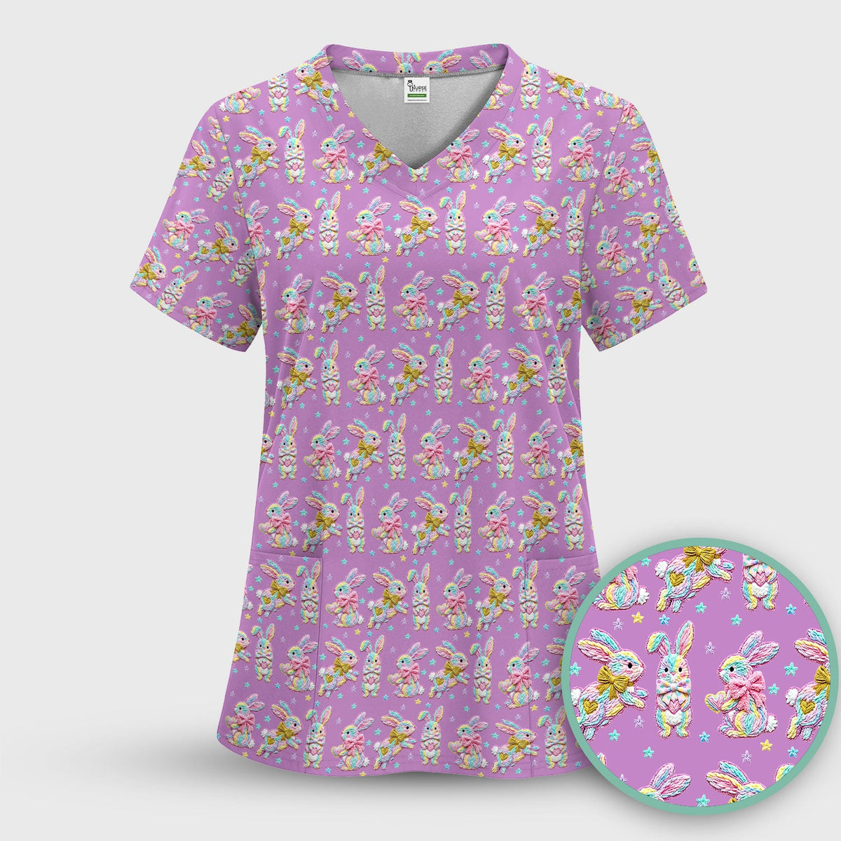 Cartoon Bunny Nurse Scrub Set