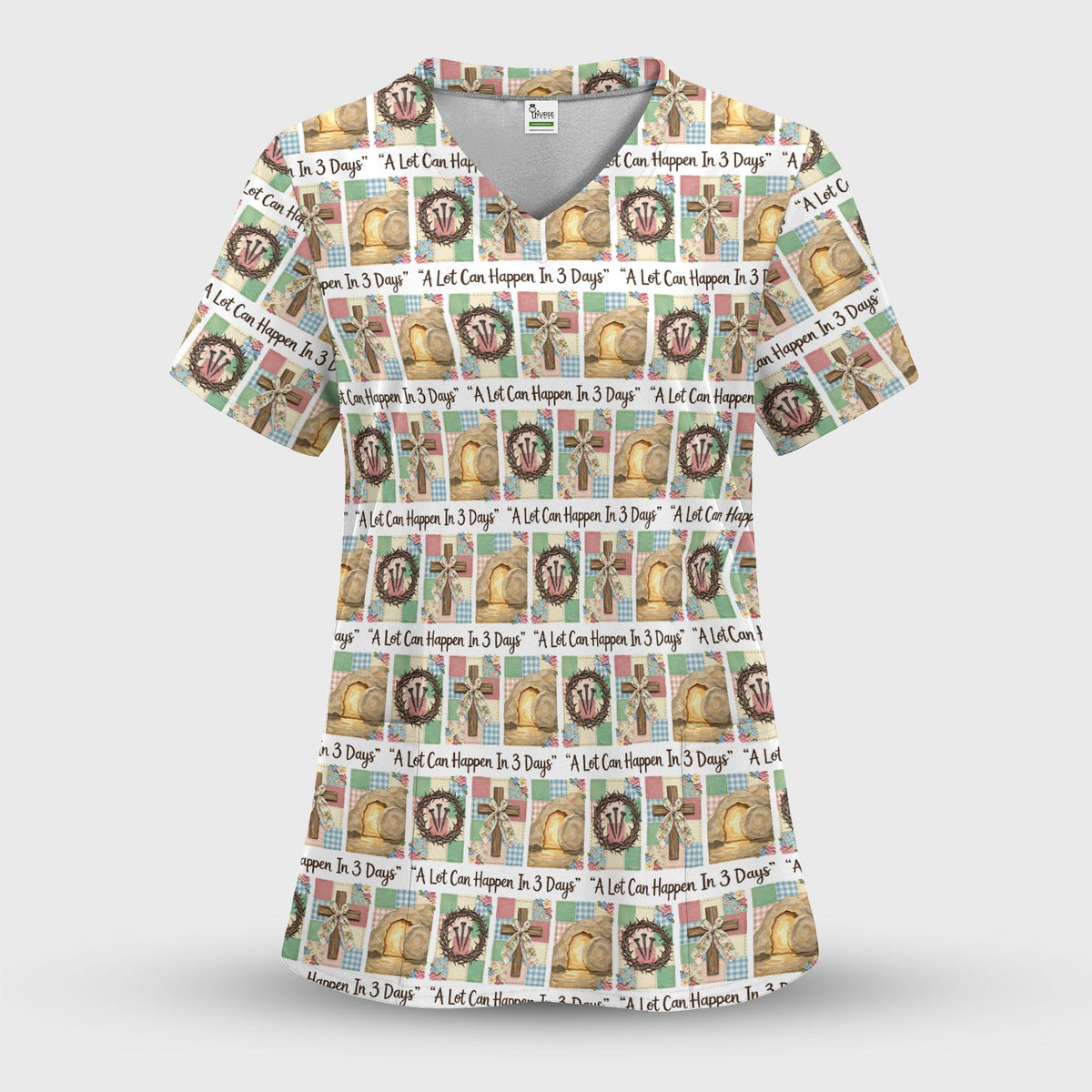Christian Easter Cross Nurse Scrub Set