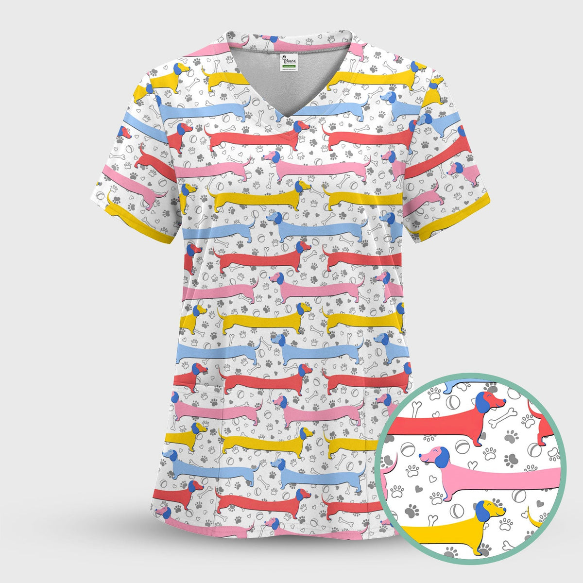 Dachshund Sausage Dog Nurse Scrub Top