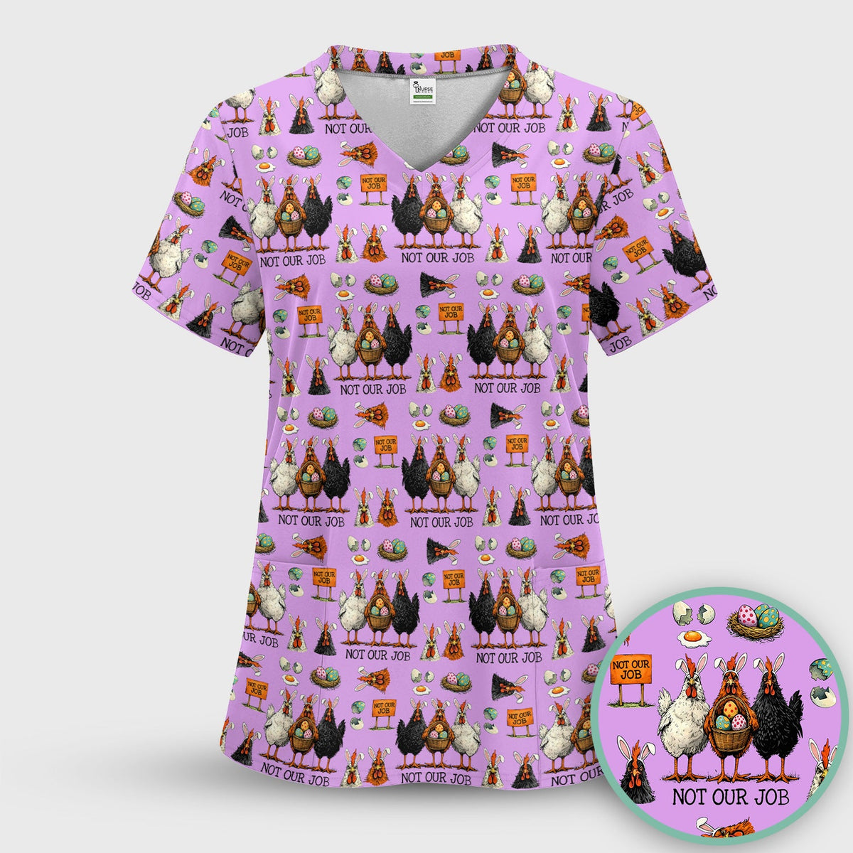 Chicken Humor Nurse Scrub Set - Easter Gift