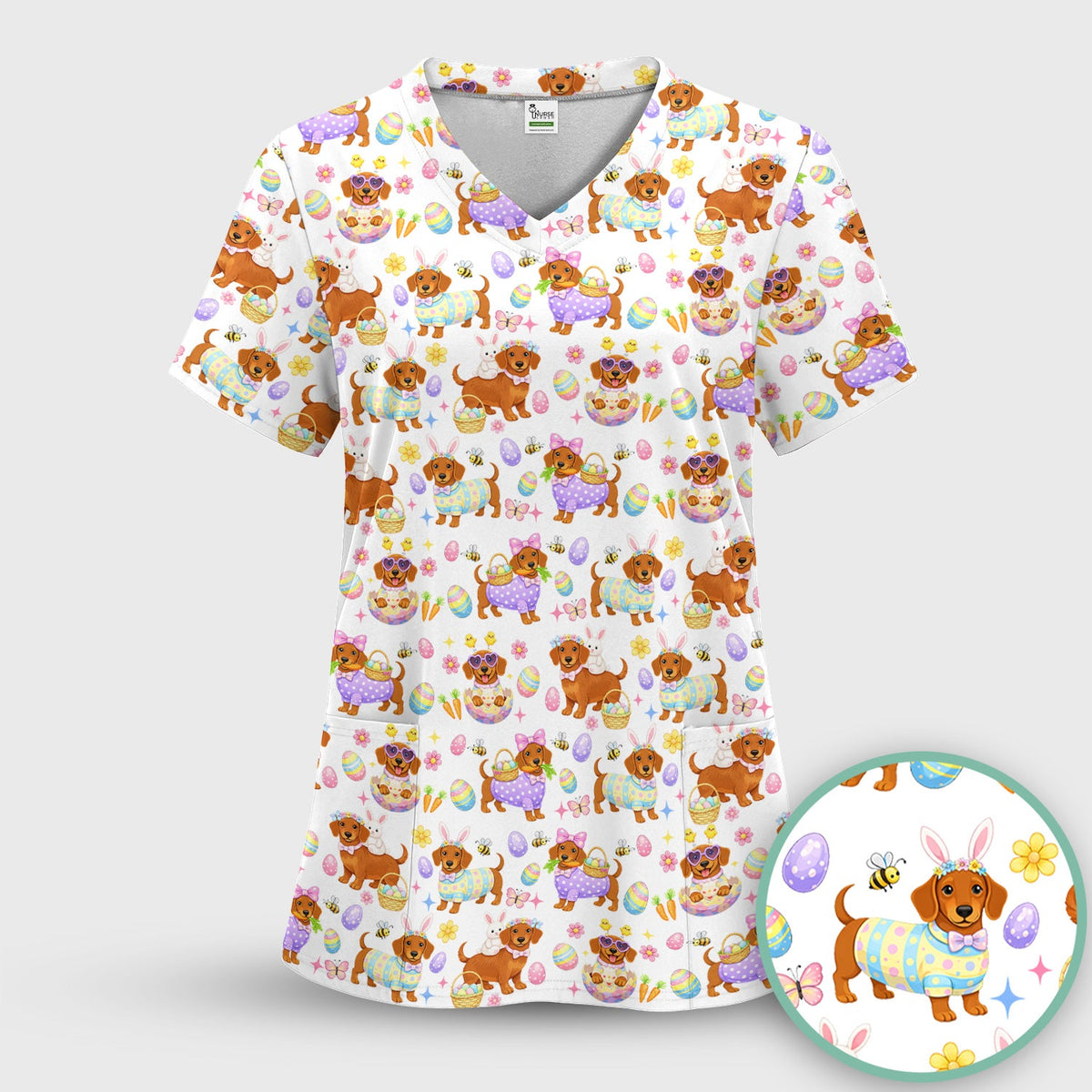 Easter Dachshund Nurse Scrub Set